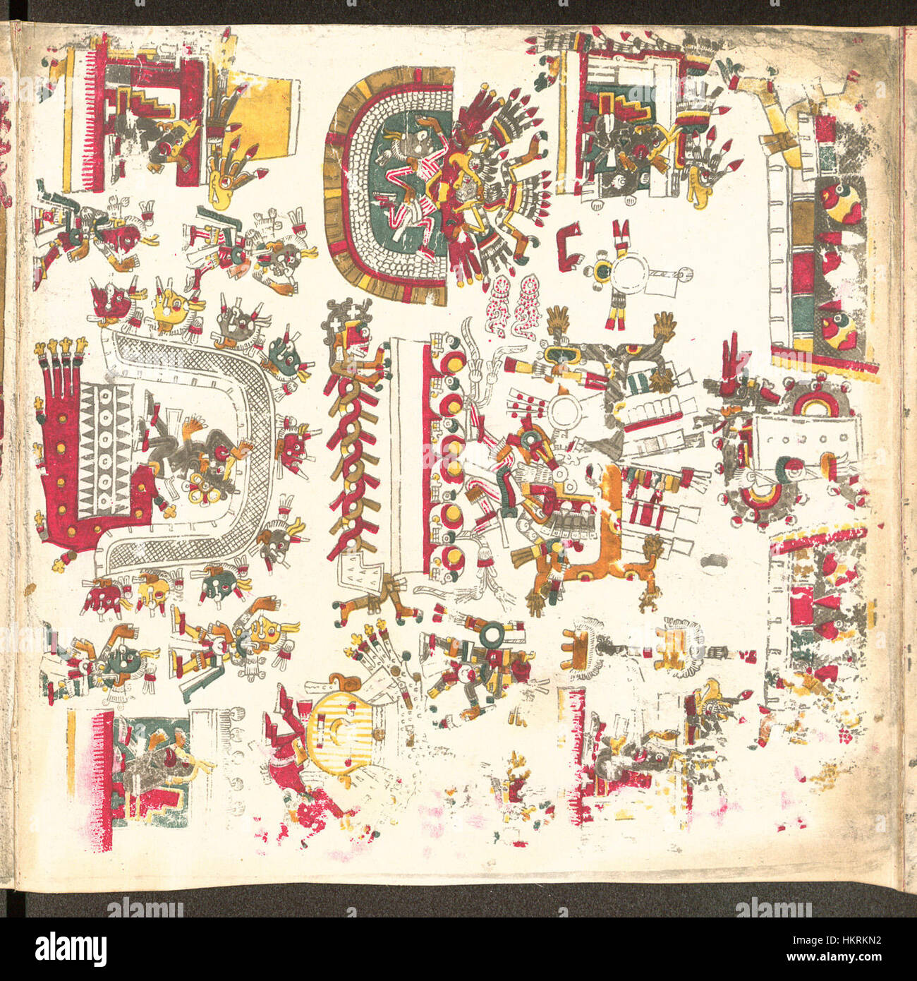 Page 45 of the Codex Borgia is a Mesoamerican manuscript featuring ...