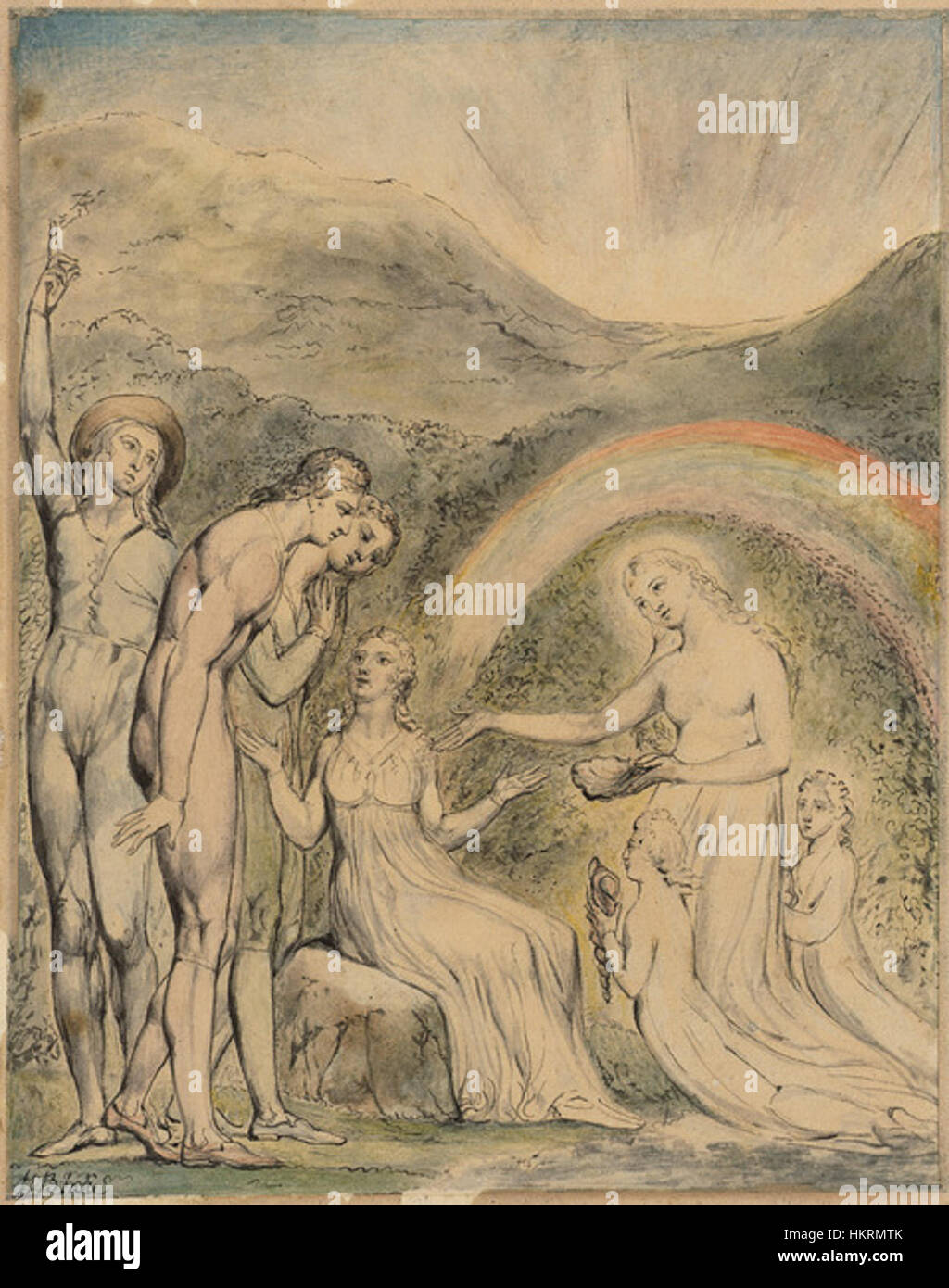 'ComusButts7' is an artistic representation, blending classical elements with modern painting techniques to explore the human form and expression through color and texture. Stock Photo