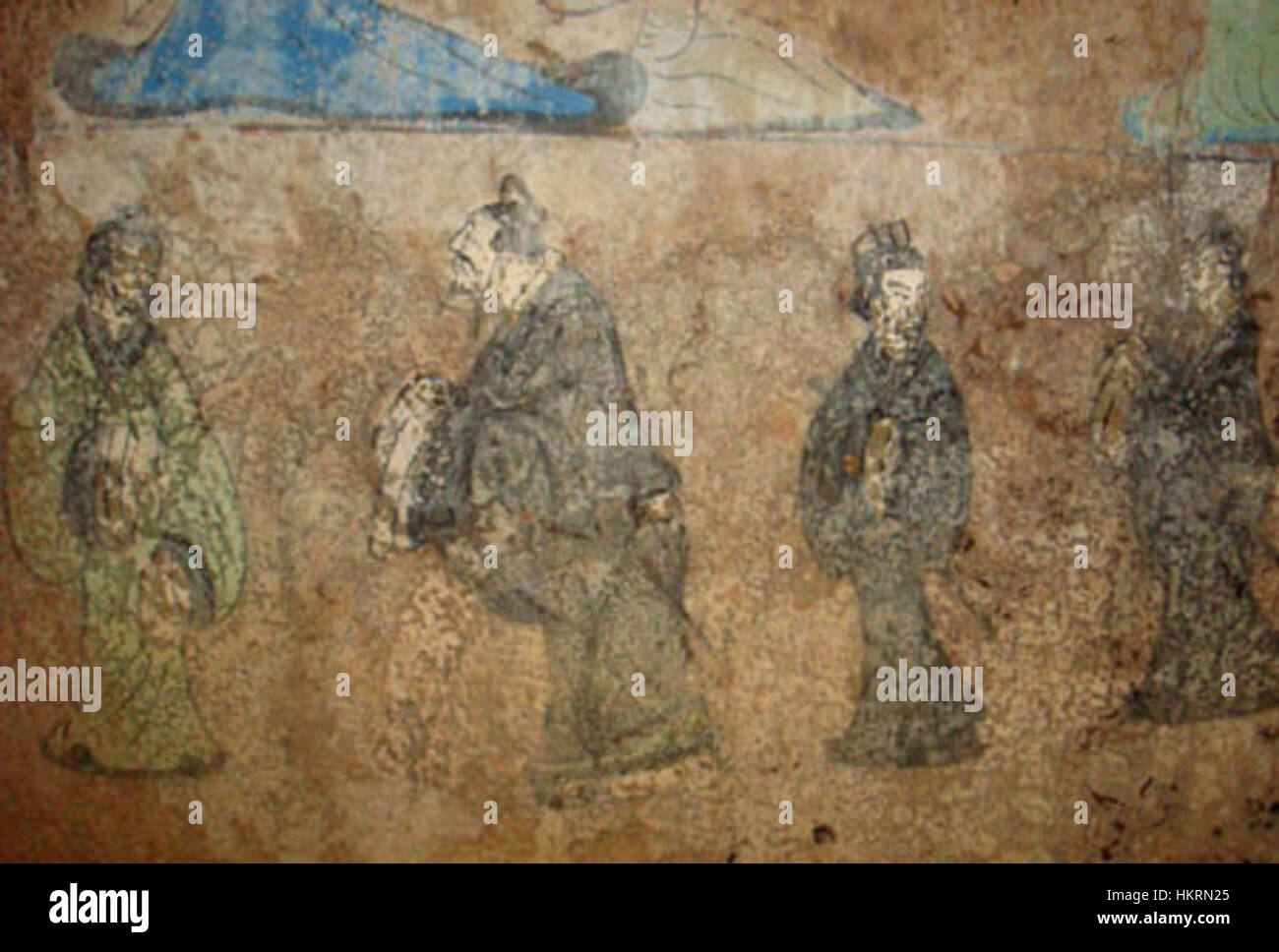 Confucius and Laozi, fresco from a Western Han tomb of Dongping County, Shandong province, China Stock Photo