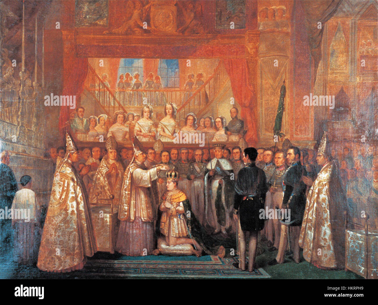 A painting illustrating the coronation of Dom Pedro II, the second ...