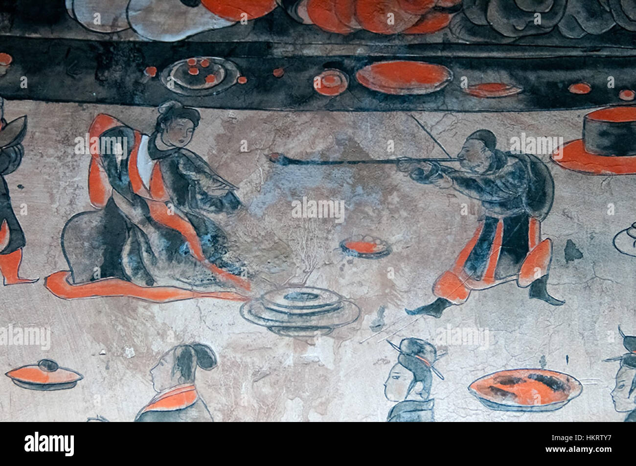 Dahuting mural detail of a dancer, Eastern Han Dynasty Stock Photo
