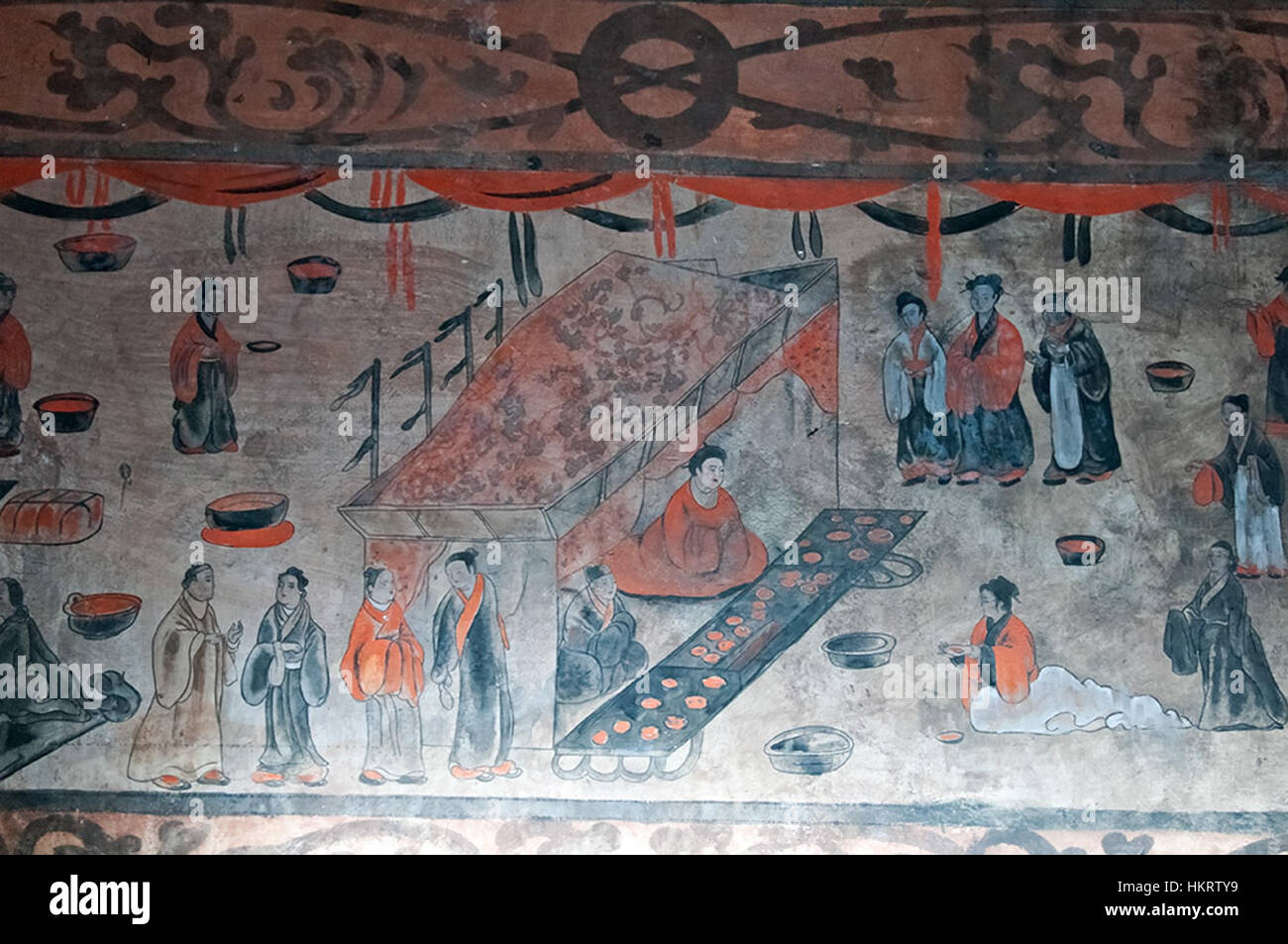 Dahuting tomb banquet scene, mural detail, Eastern Han Dynasty Stock Photo