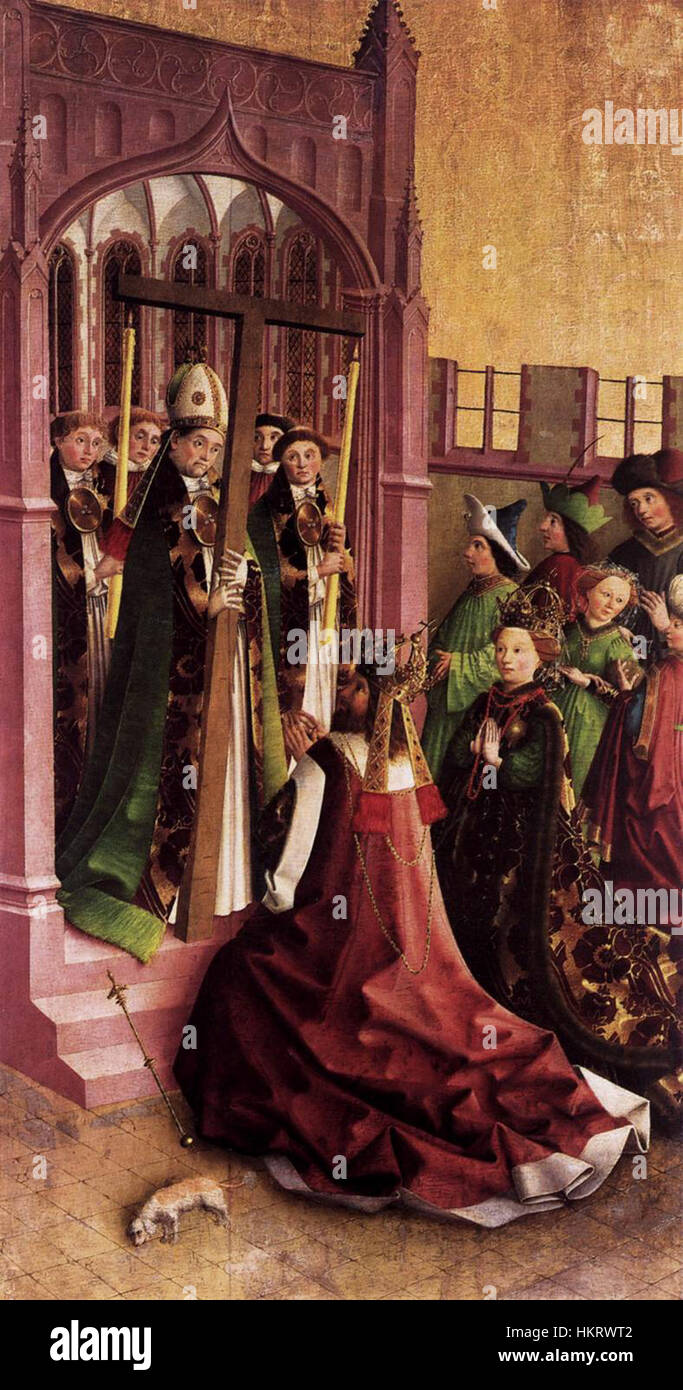 Darmstadt Altarpiece Constantine and His Mother Helena Venerating the True Cross Stock Photo