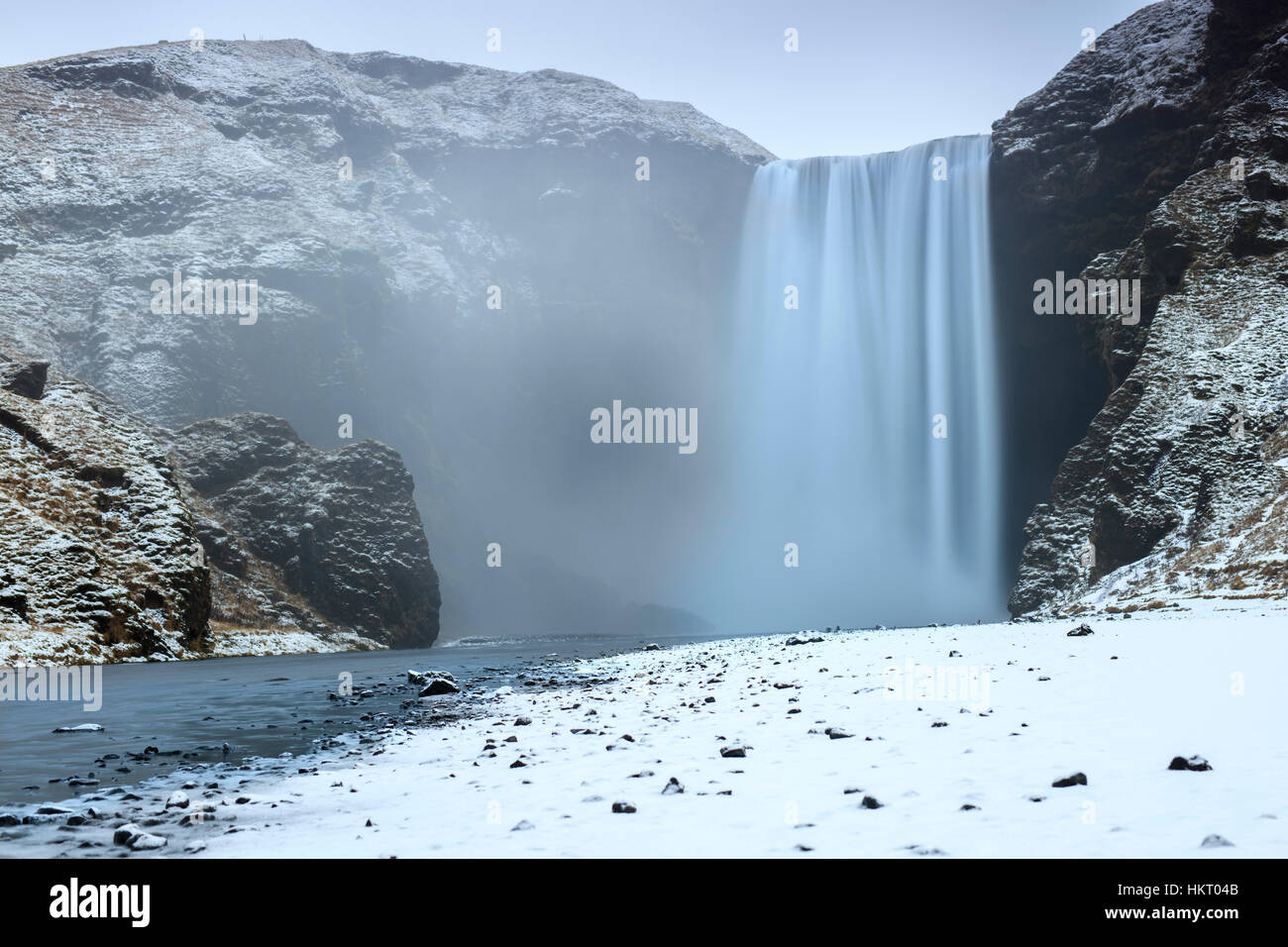 Skogafoss is a waterfall situated on the Skoga River in South Eastern Iceland Stock Photo