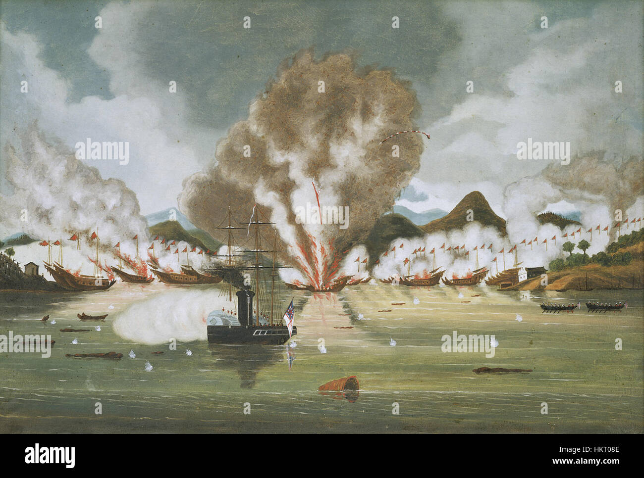 Destruction of Chuiapoo's Pirate Fleet Stock Photo - Alamy