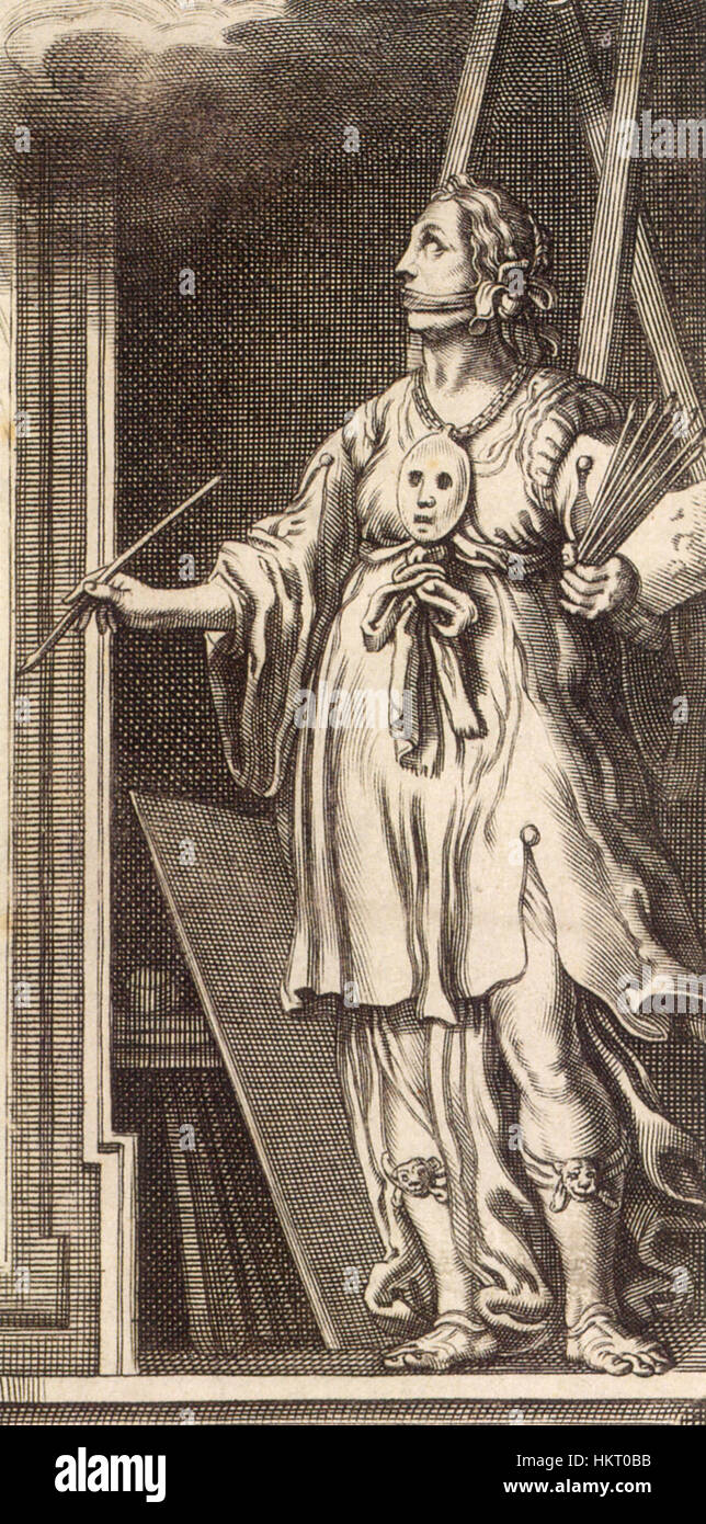 Cisari Rima A detailed section of the painting 'Pittura' by Cesare Ripa, part of a ...