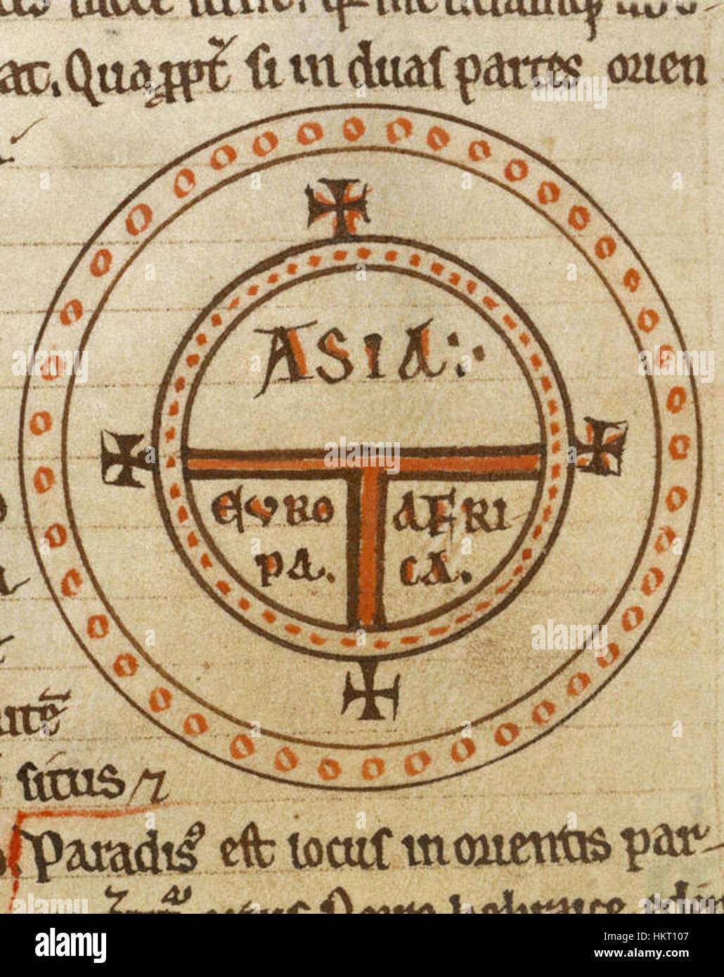 Diagrammatic TO world map 12th century Stock Photo Alamy