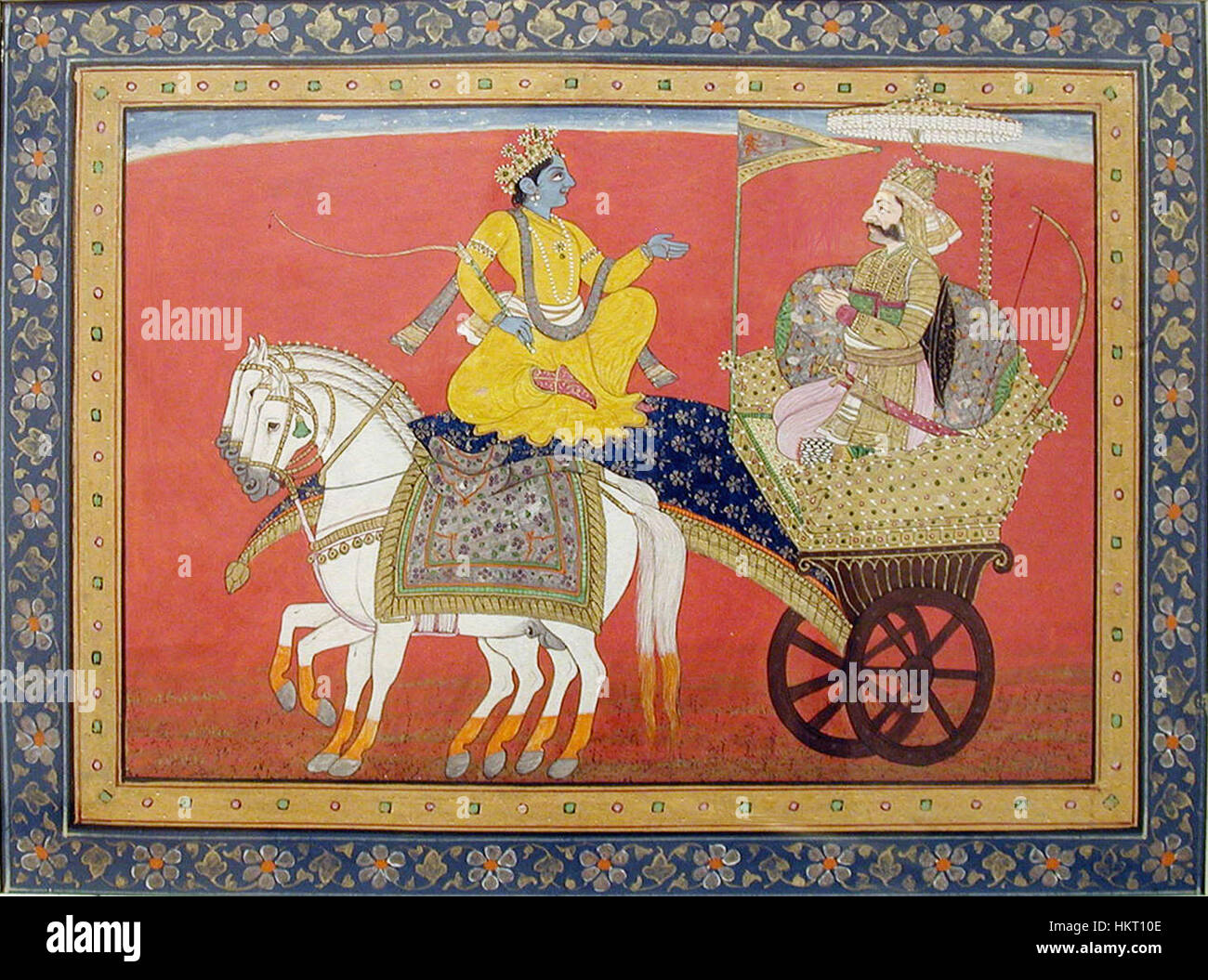 Dialogue between Krishna and Arjuna on the battlefield of Kurukshetra (6124590103) Stock Photo