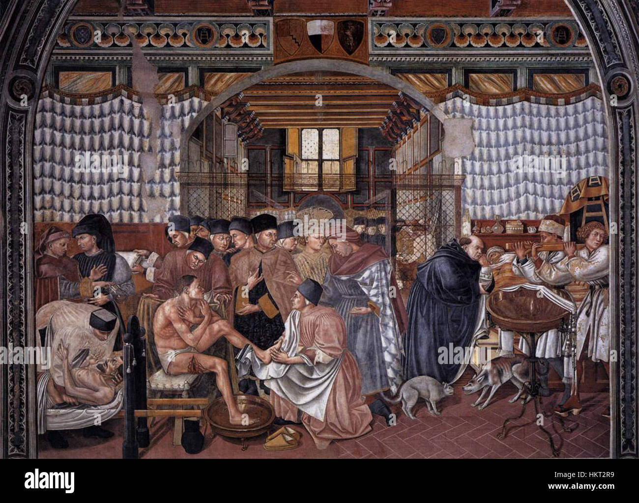 A painting by Domenico di Bartolo titled 'Care of the Sick,' depicting ...