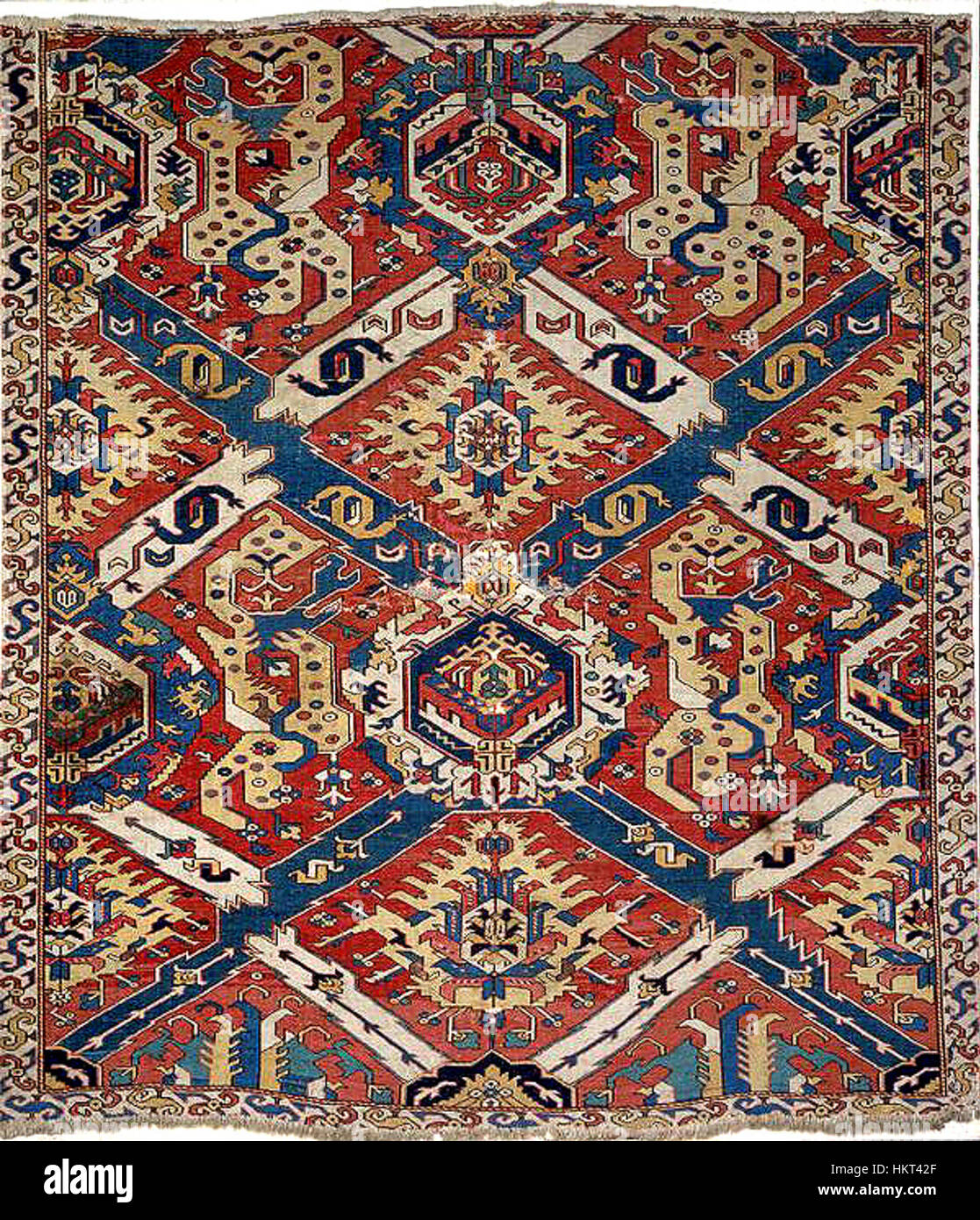 Dragon carpet from Azerbaijan, 17-18th century, 212 x 184 cm, T84-1909 Stock Photo