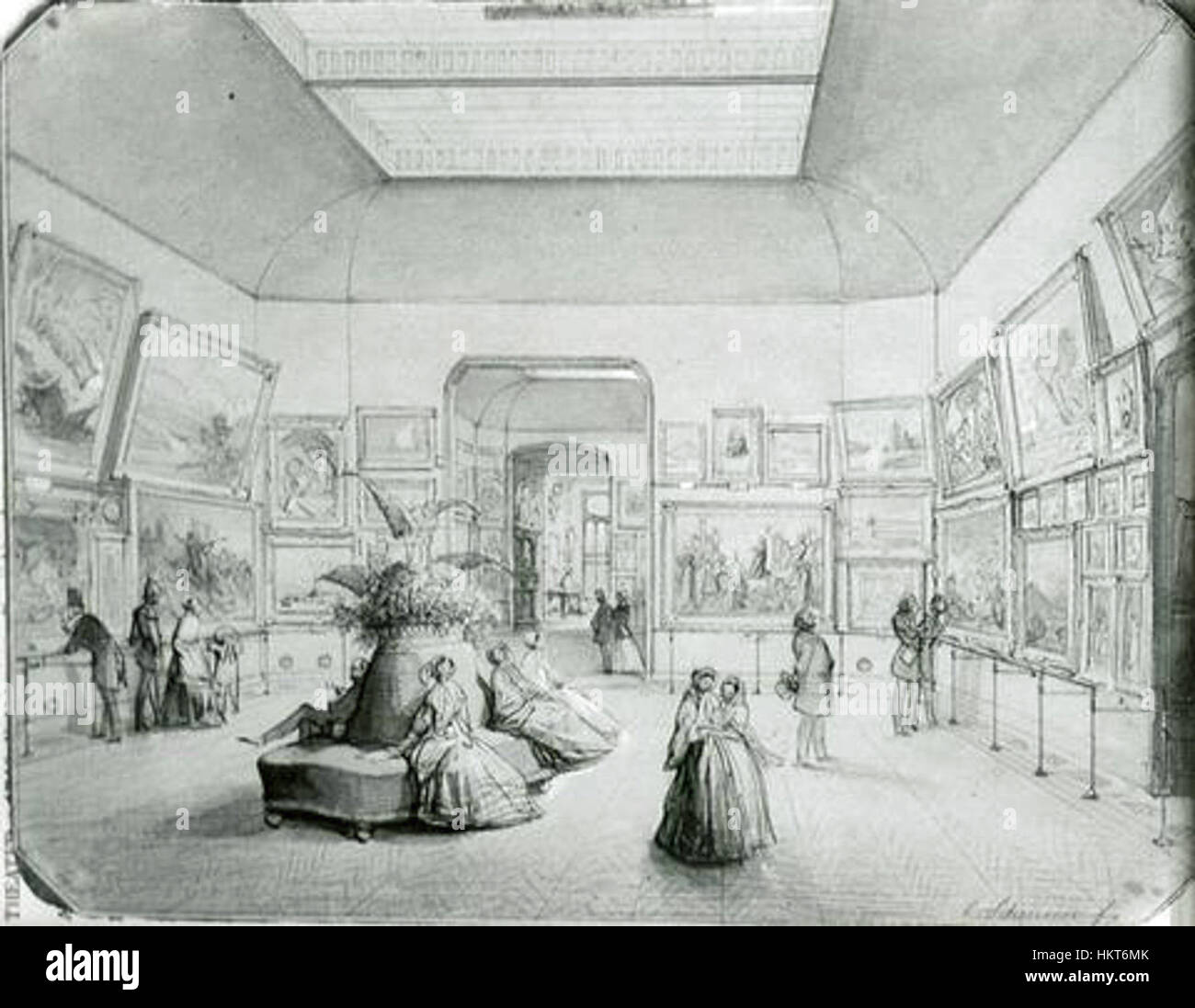 Eduard Schulte's *Kunstausstellung* captures the essence of an art exhibition, showcasing works from the artist's collection, highlighting his curatorial vision and the art displayed. Stock Photo