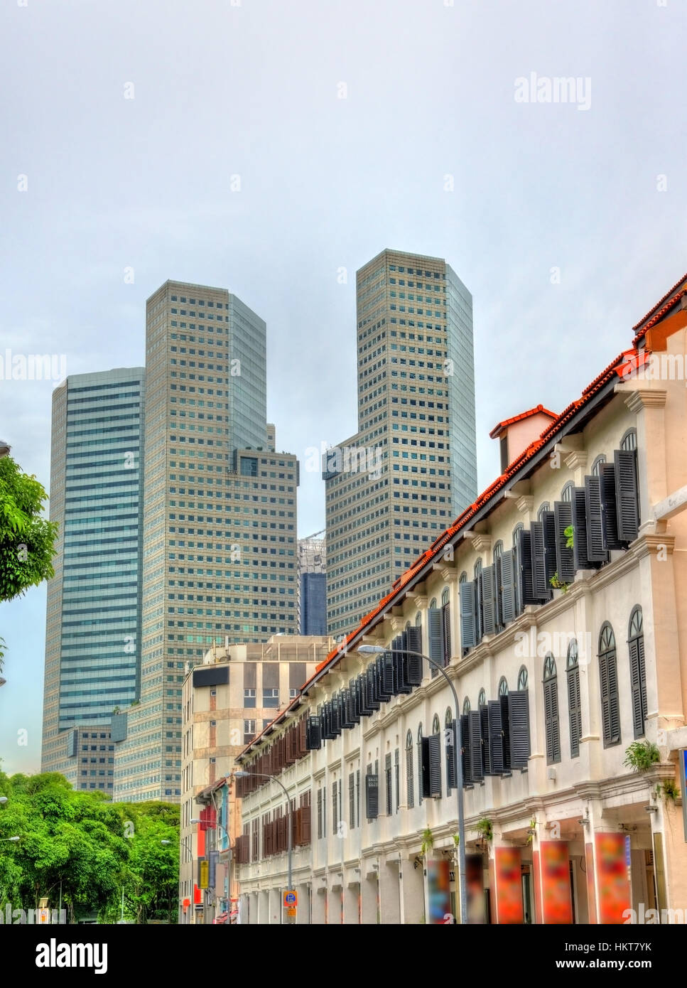 Buildings in Singapore Central Business District, Southeast Asia Stock Photo