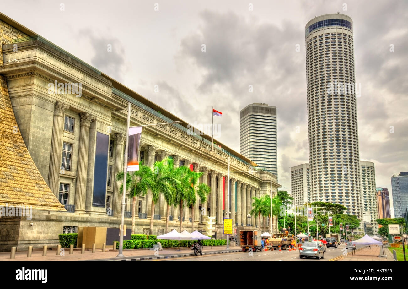 The City Hall, a historic building in Singapore. Currently it is the National Gallery Stock Photo