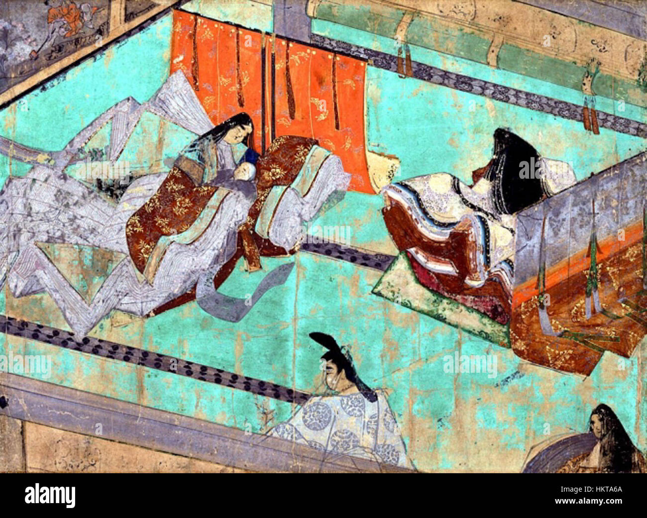 This historical painting depicts Empress Shoshi, a prominent figure in ...