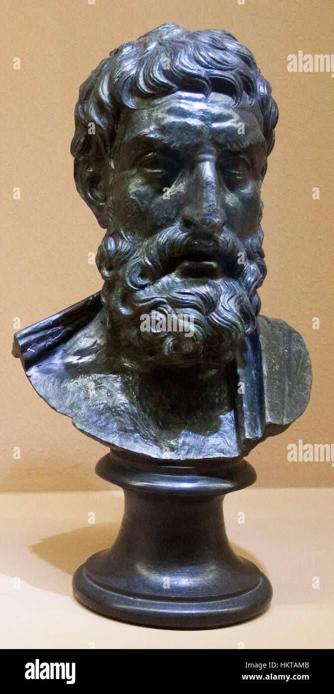 This portrait of Epicurus, a Greek philosopher, is created for a library setting, emphasizing his influence on philosophy. Known for his thoughts on hedonism and ethics, the image reflects his intellectual legacy. The inclusion of the Colosseum in the background ties his work to the broader context of ancient Roman culture and thought. Stock Photo