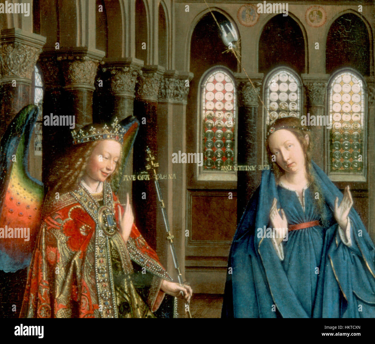 Eyck, Jan van - The Annunciation-figures Stock Photo
