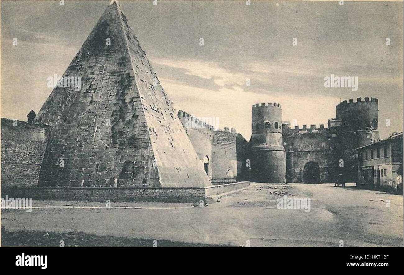 This historical photograph captures the Pyramid of Caius Cestius in ...