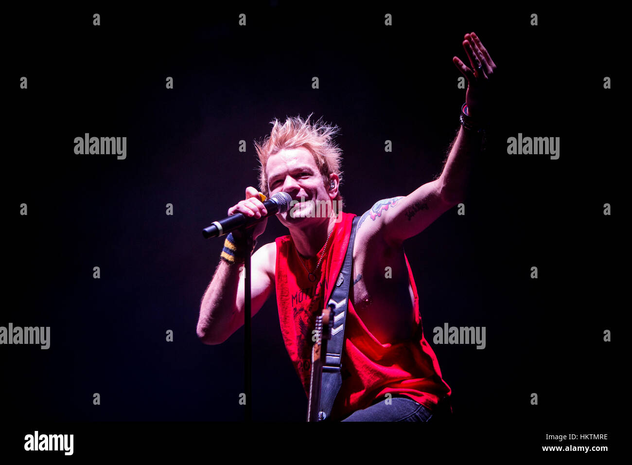 Piper, Aspy Luison, bagpipes, The Real McKenzies, Canadian Celtic punk band  in concert Stock Photo - Alamy