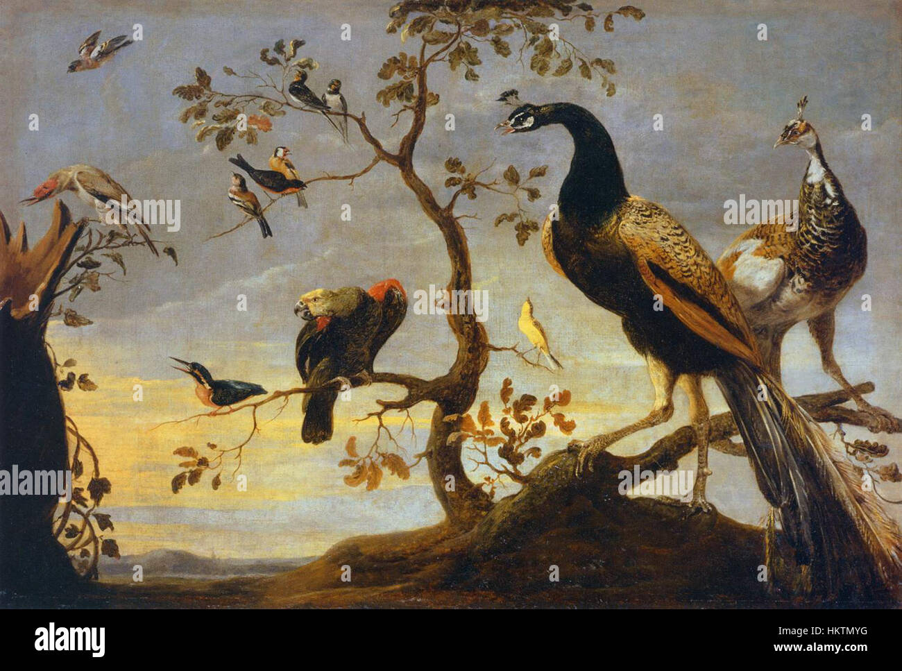 Frans Snyders’ painting features a group of birds perched on branches ...