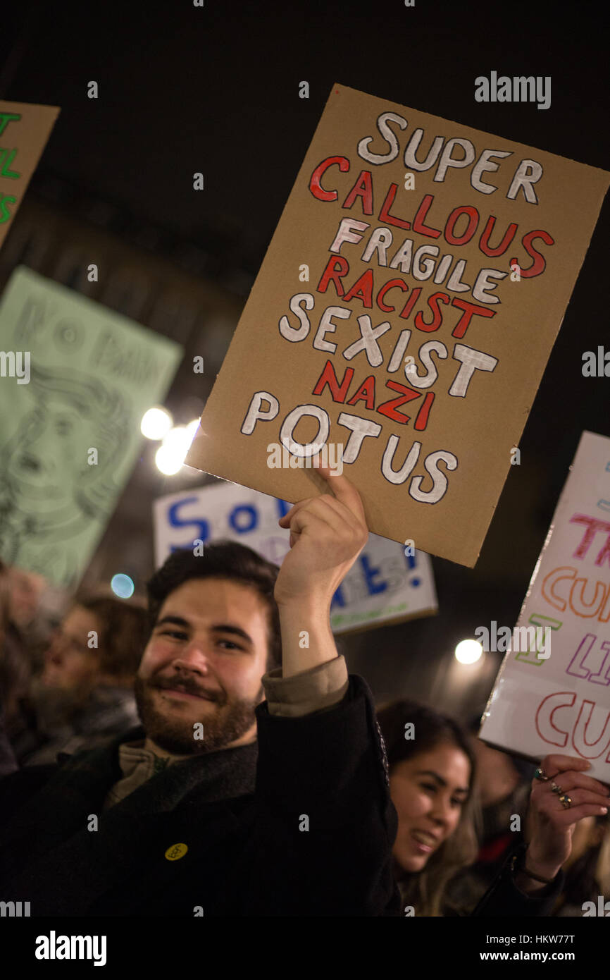 Glasgow, UK. 30th Jan, 2017. Protest against the policies and Presidency of Donald Trump, President of the United States of America, in George Square, Glasgow, Scotland, on 30 January 2017. Credit: jeremy sutton-hibbert/Alamy Live News Stock Photo