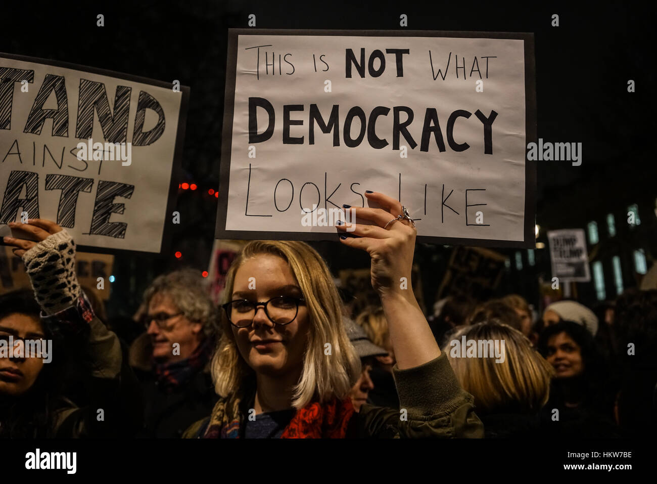 Prostrators London, UK. 30th Jan, 2017. Prostrators hold an emergency demonstration ...