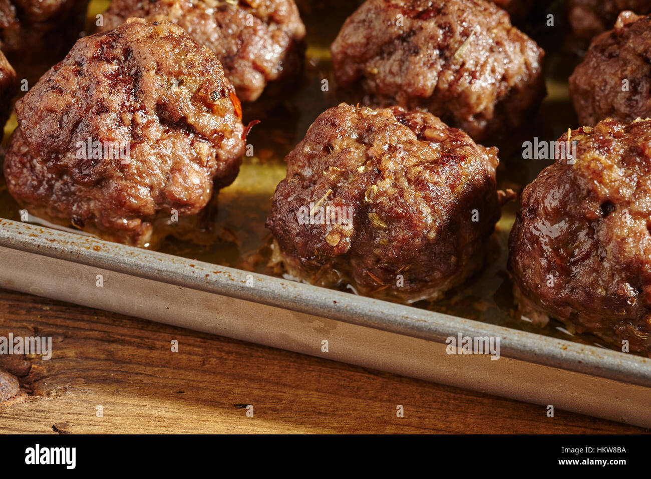 baked, seasoned, beef meatballs Stock Photo Alamy