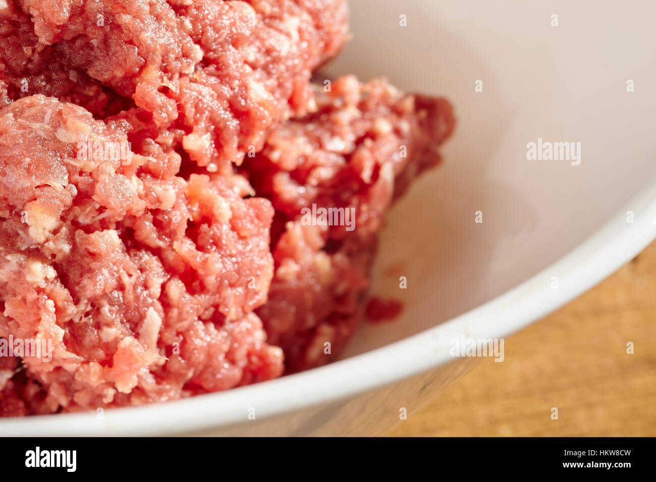 ground organic, grass-fed beef, called "mince" in British English Stock Photo