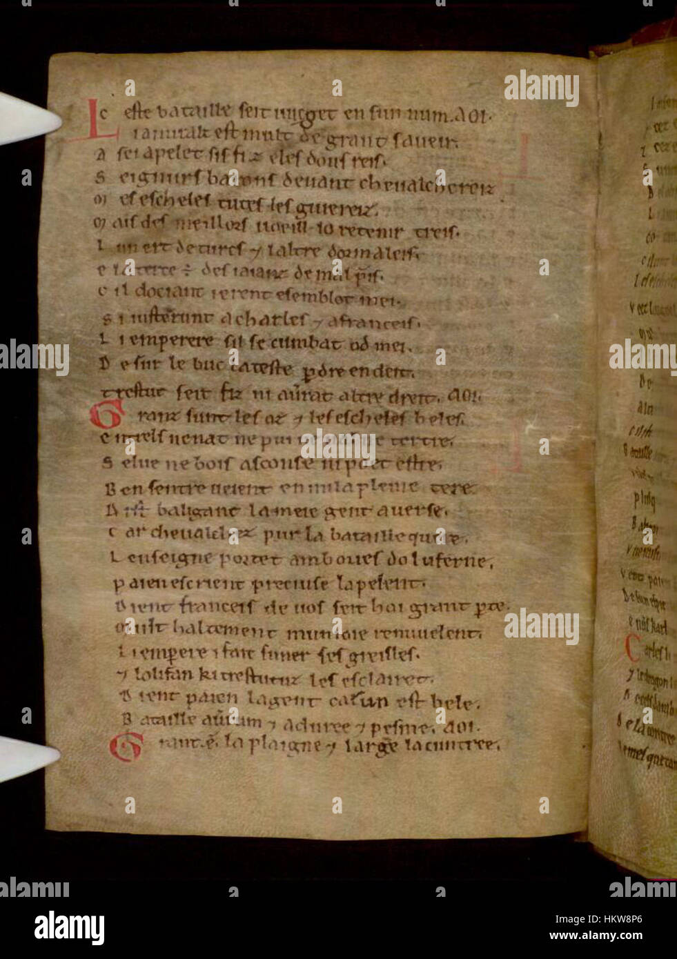 A manuscript page from *La Chanson de Roland* held at the Bodleian ...