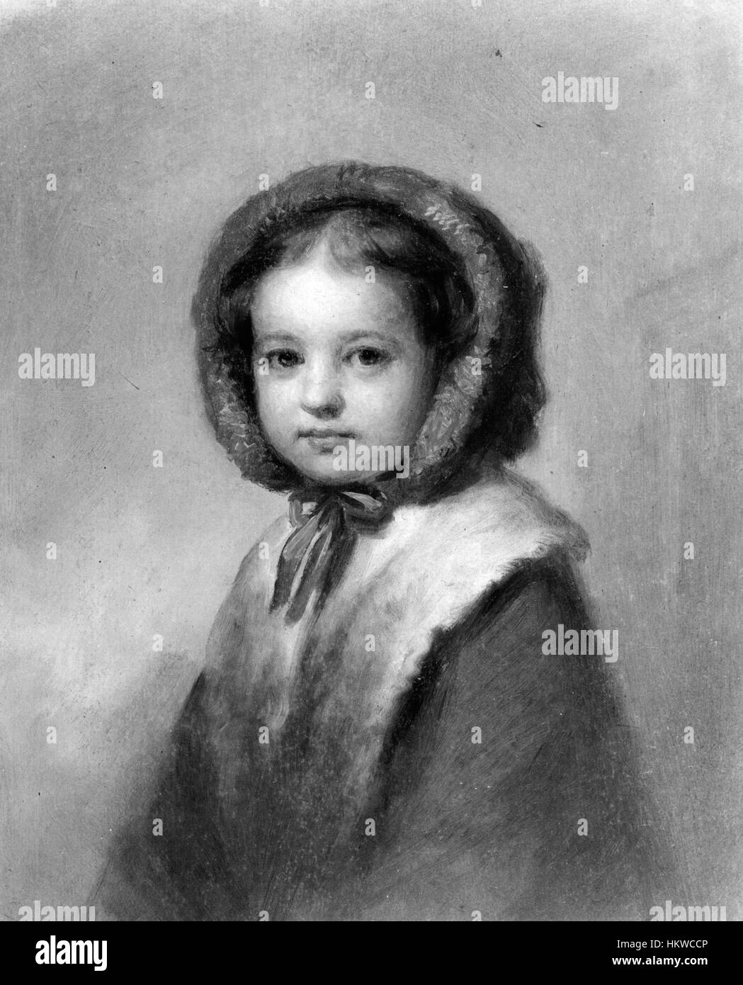 George Augustus Baker - Little Girl in a Red Bonnet - Walters 371562 Stock Photo