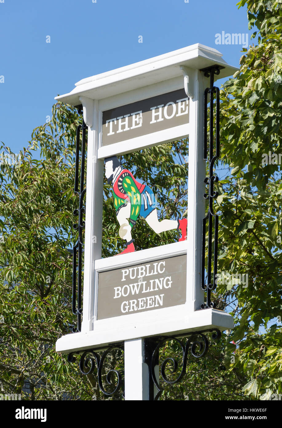 The Hoe Public Bowling Club sign, Plymouth Hoe, Plymouth, Devon, England, United Kingdom Stock Photo