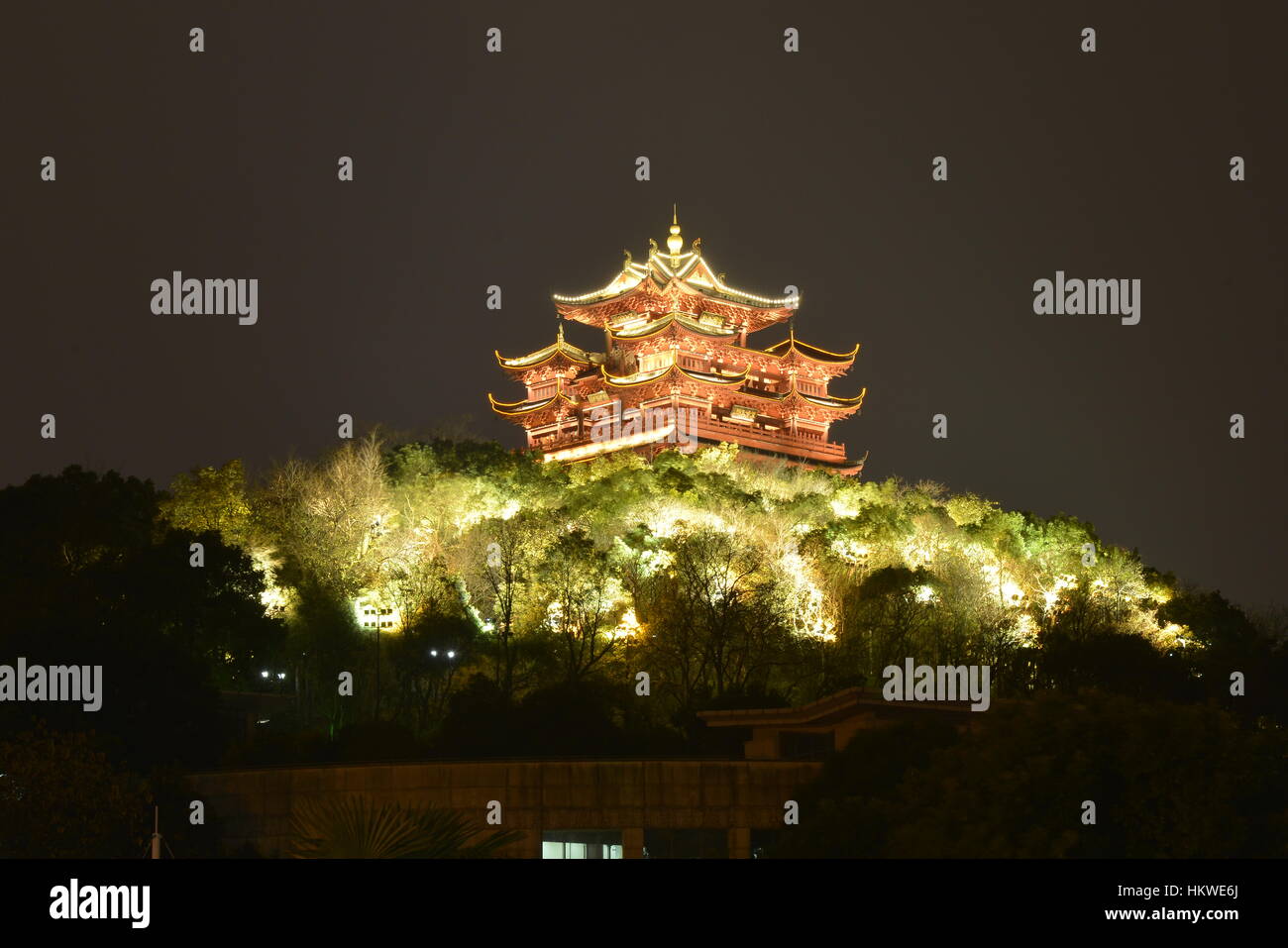 City God Pavilion on Wu Hill, Hangzhou, China Stock Photo