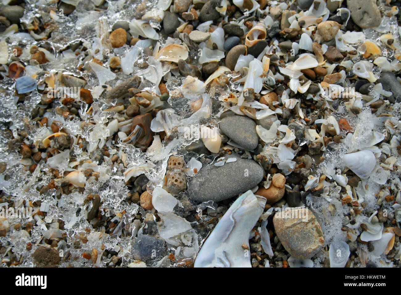 Wintery Lake Erie Beach Stock Photo