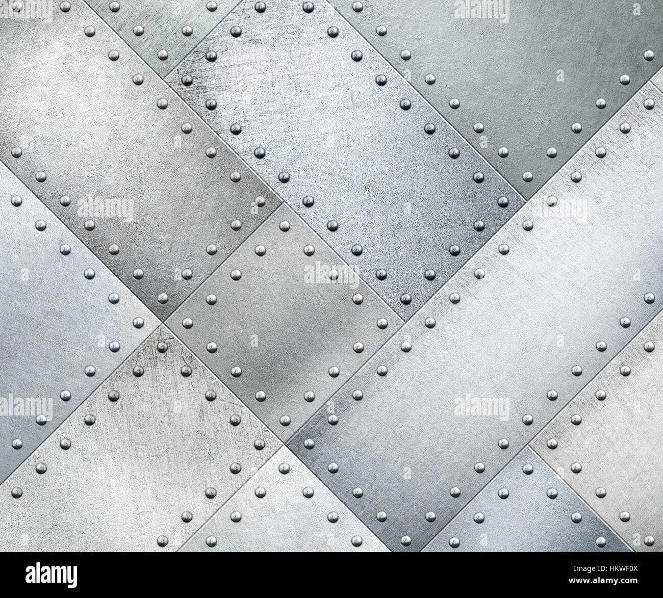 Metallic Reverts Metal plates rotated 45 degrees with rivets background or texture Stock ...