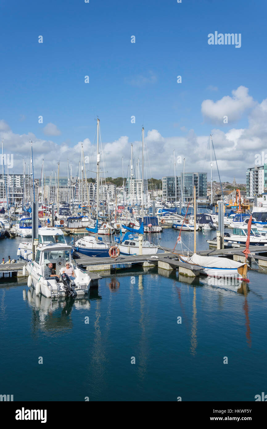 West Pier, The Marina at Sutton Harbour, Barbican, Plymouth, Devon, England, United Kingdom Stock Photo