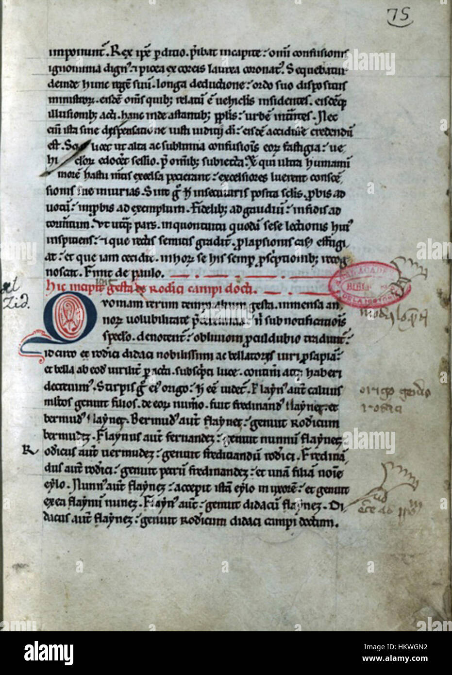 This artwork depicts the *Gesta Roderici Campidocti*, an important ...