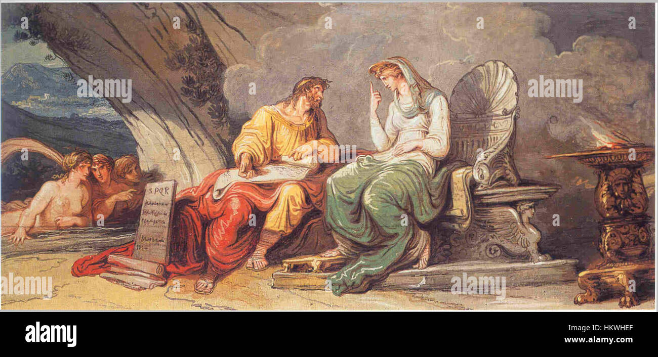 Giani, Felice - Numa Pompilio riceve dalla ninfa Egeria le leggi di Roma - center - 1806 Stock Photo