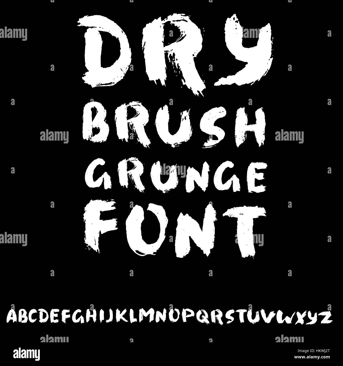 Hand drawn font made by dry brush strokes. Grunge style alphabet Stock ...
