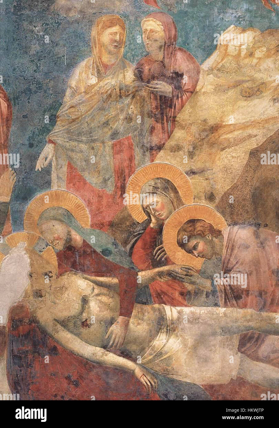 A detailed section from Giotto di Bondone's 'Lamentation,' part of his ...