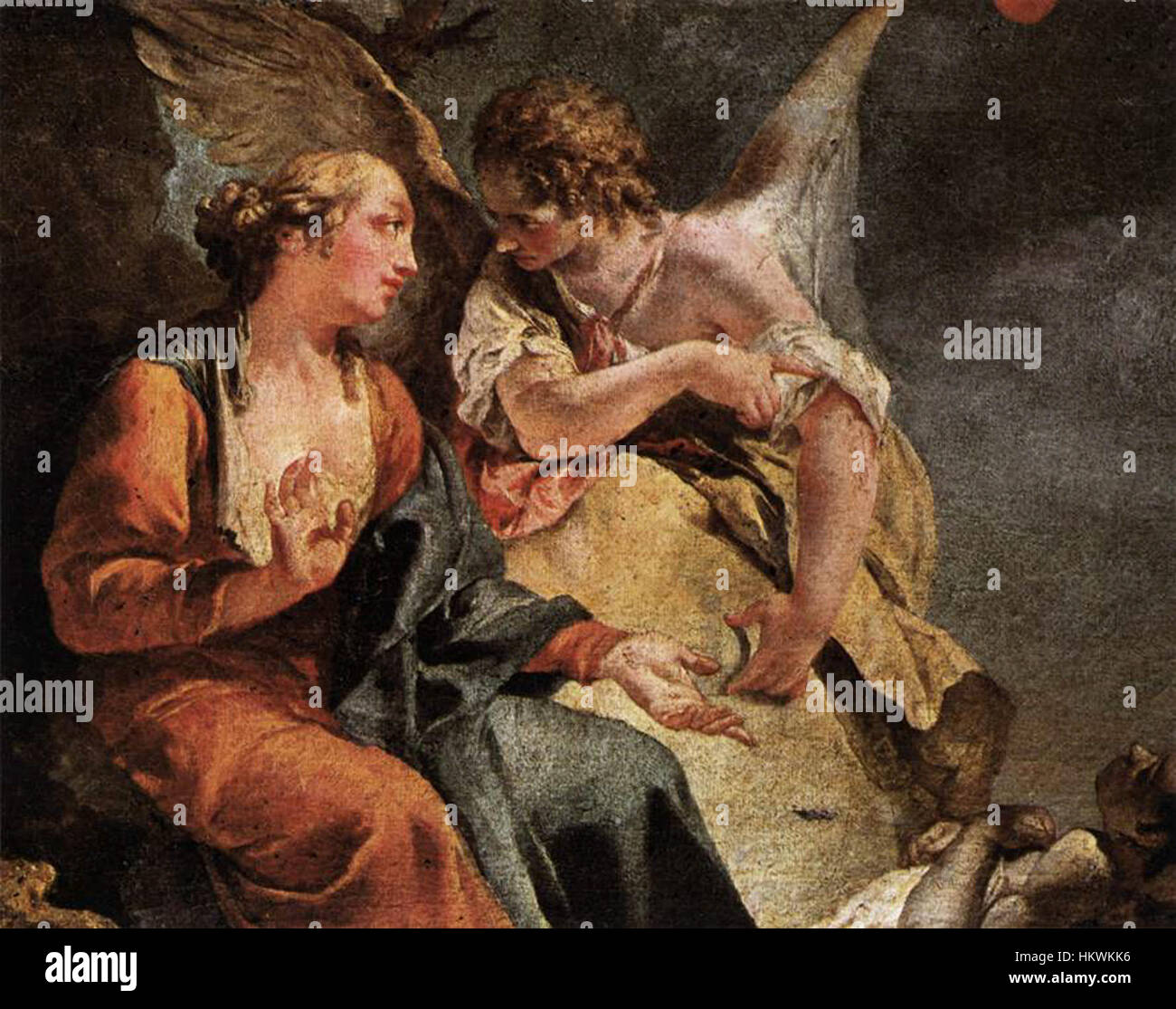 Giovanni Battista Pittoni's painting 'Hagar in the Desert' portrays the ...