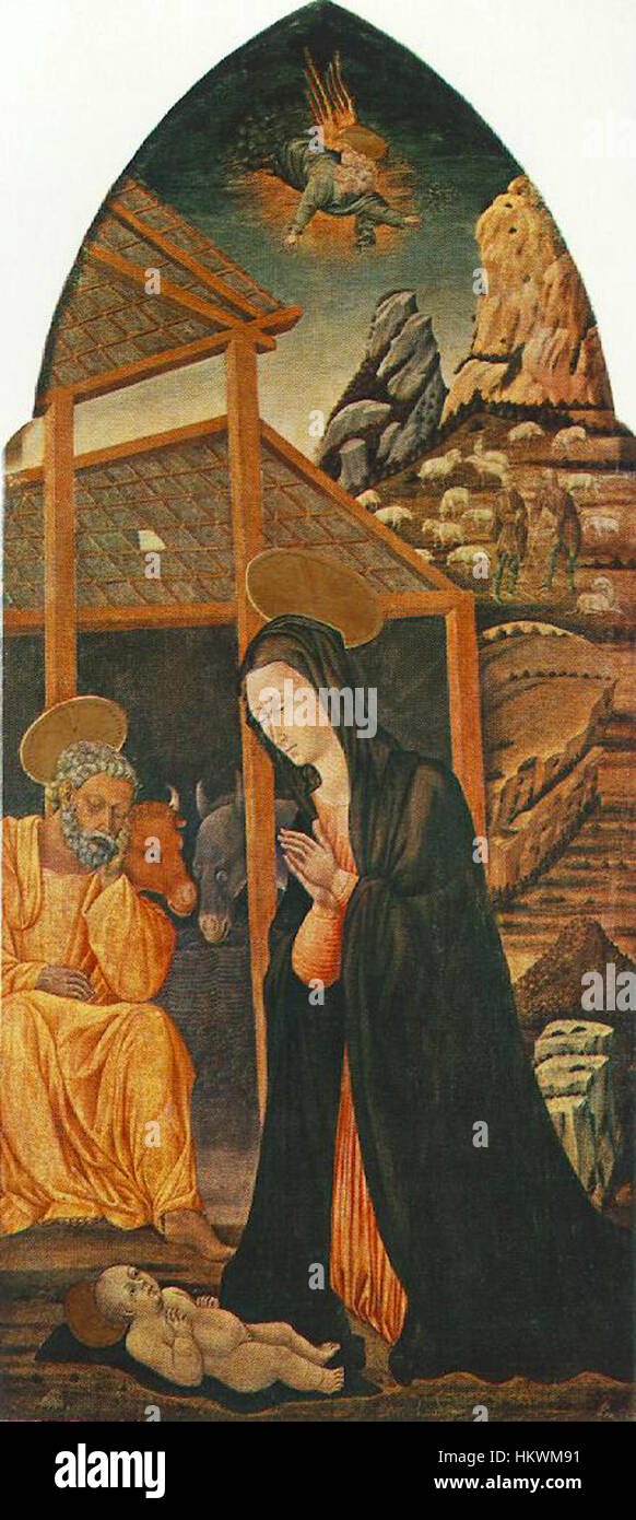 Giovanni di Paolo’s painting *Nativity* depicts the biblical scene of ...