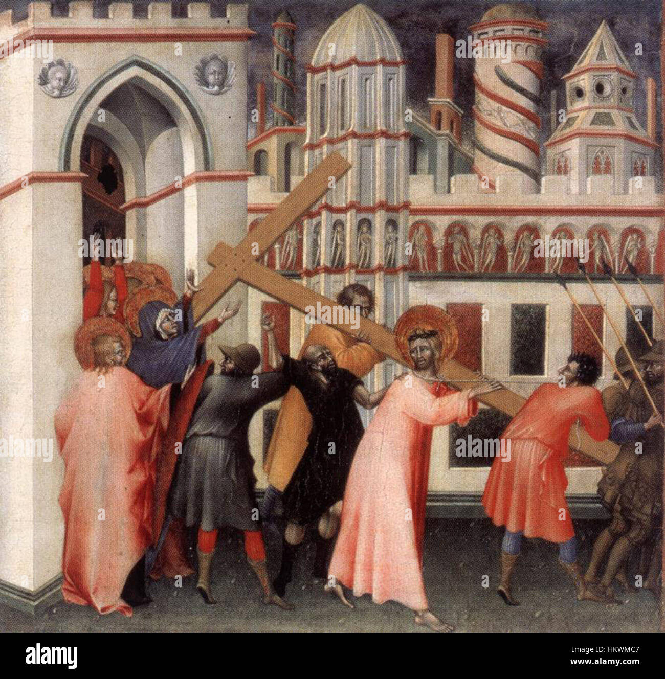 An oil painting by Giovanni di Paolo, depicting the Biblical 'Road to ...