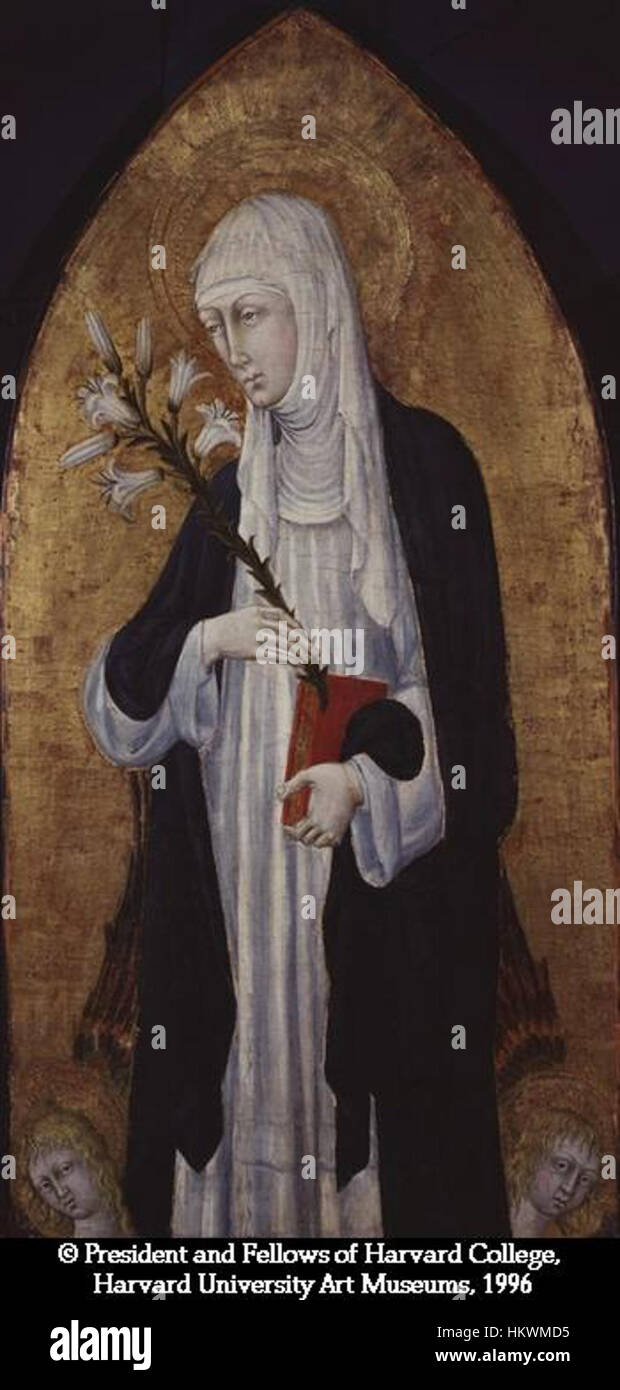 A painting by Giovanni di Paolo, depicting Saint Catherine of Siena, a ...
