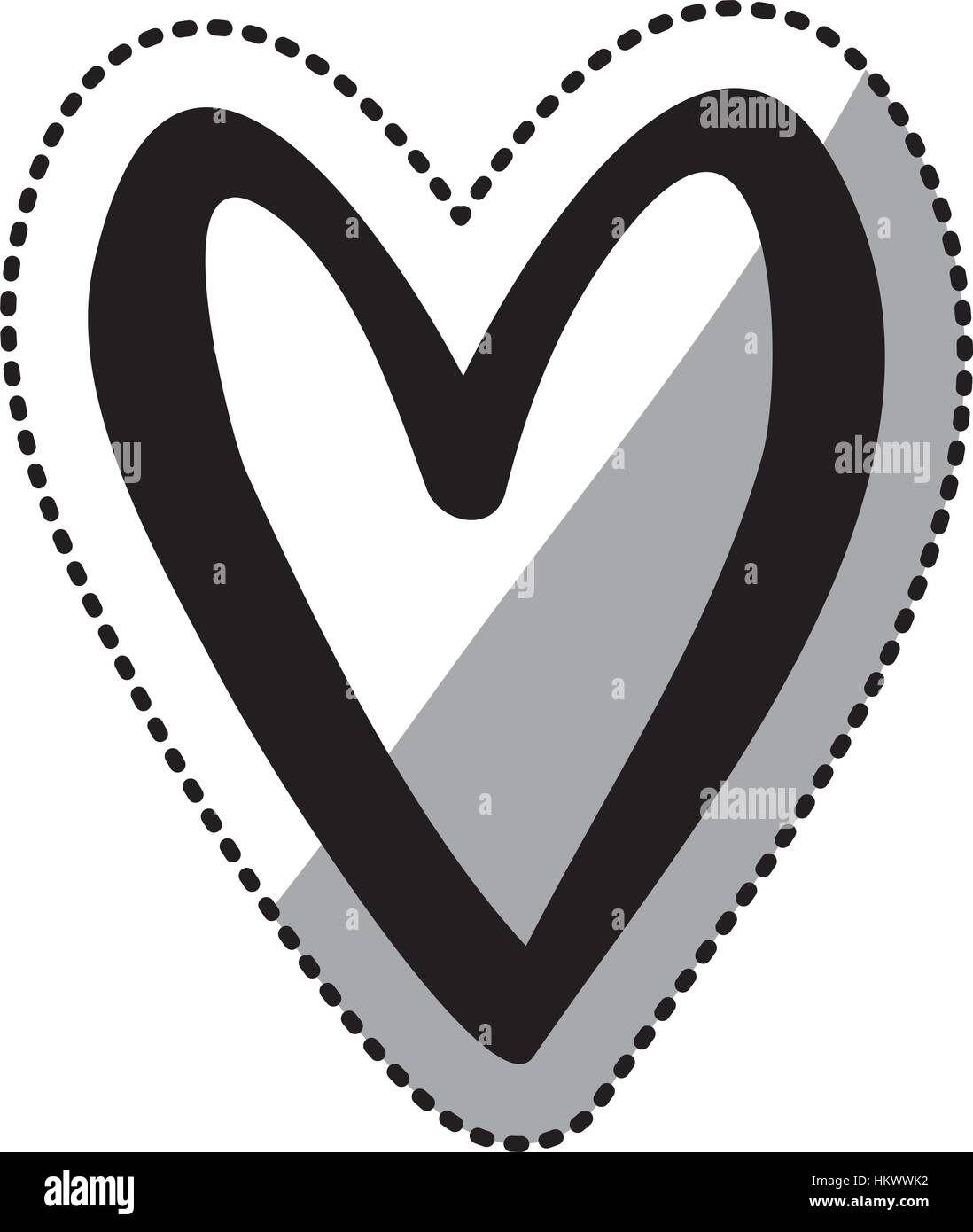 sticker silhouette drawing heart design icon vector illustration Stock ...