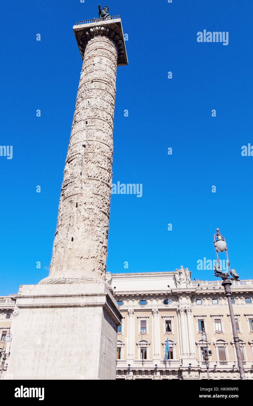 Colonna Square and Column of Marcus Aurelius. Rome, Lazio, Italy Stock ...