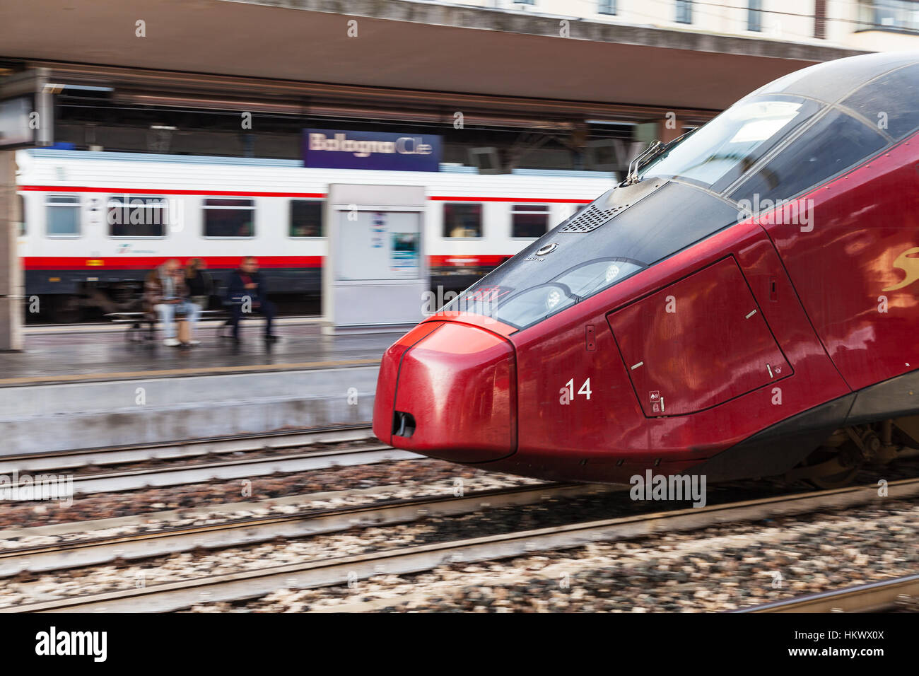 BOLOGNA, ITALY - NOVEMBER 3, 2012: european high-speed train on Bologna ...