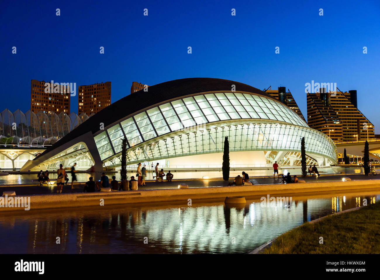Hemispheric of Arts of City of Arts and Sciences is an entertainment based cultural and architectural complex in the city of Valencia Stock Photo