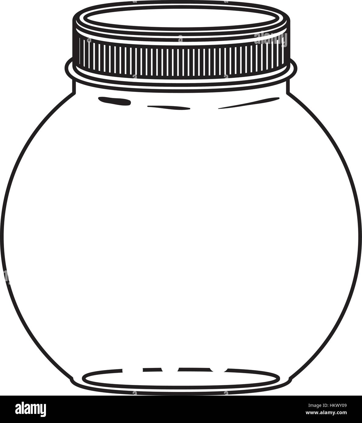 silhouette circular glass container with lid vector illustration Stock