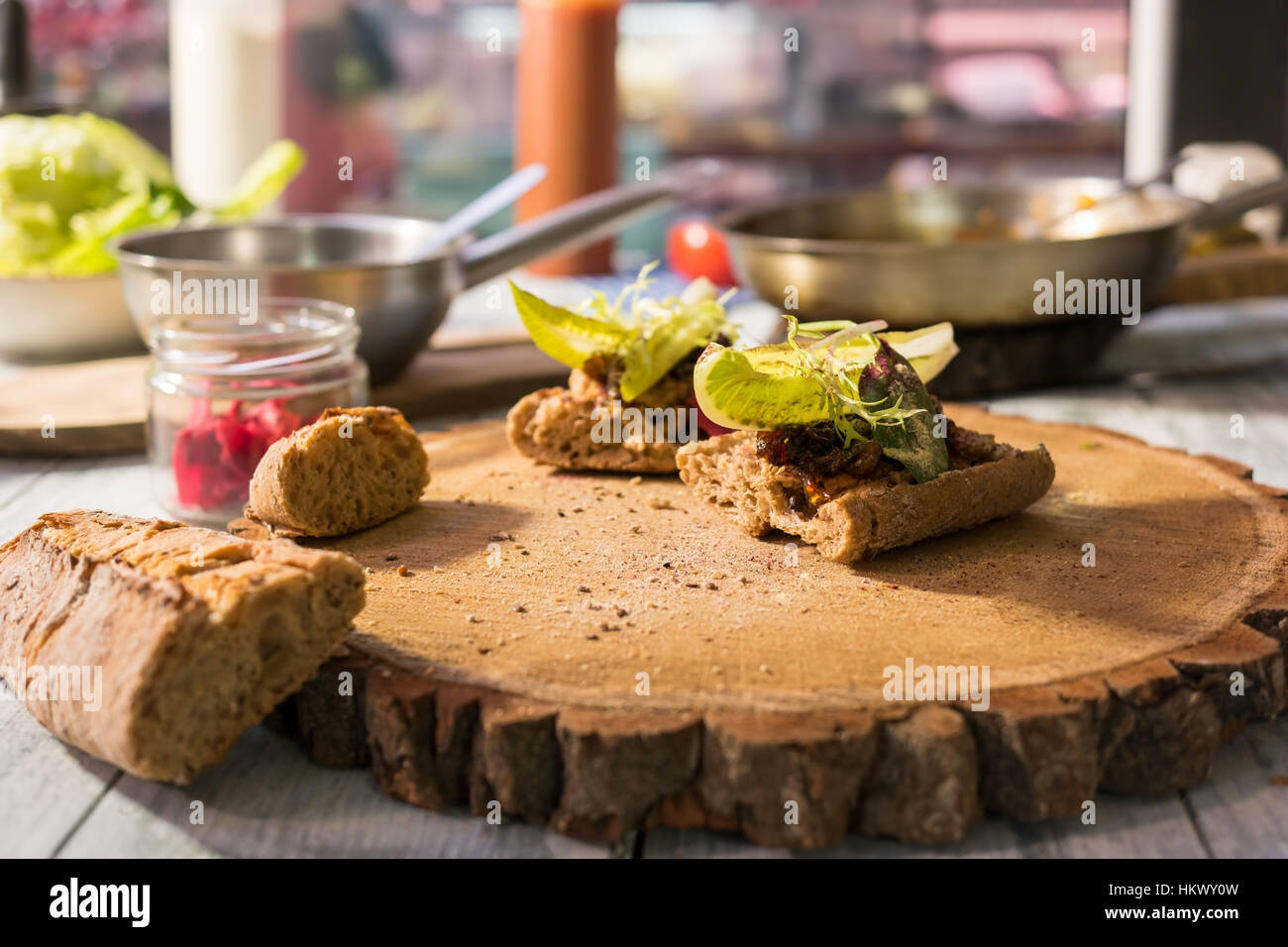 Onion and bacon jelly sandwiches Stock Photo Alamy