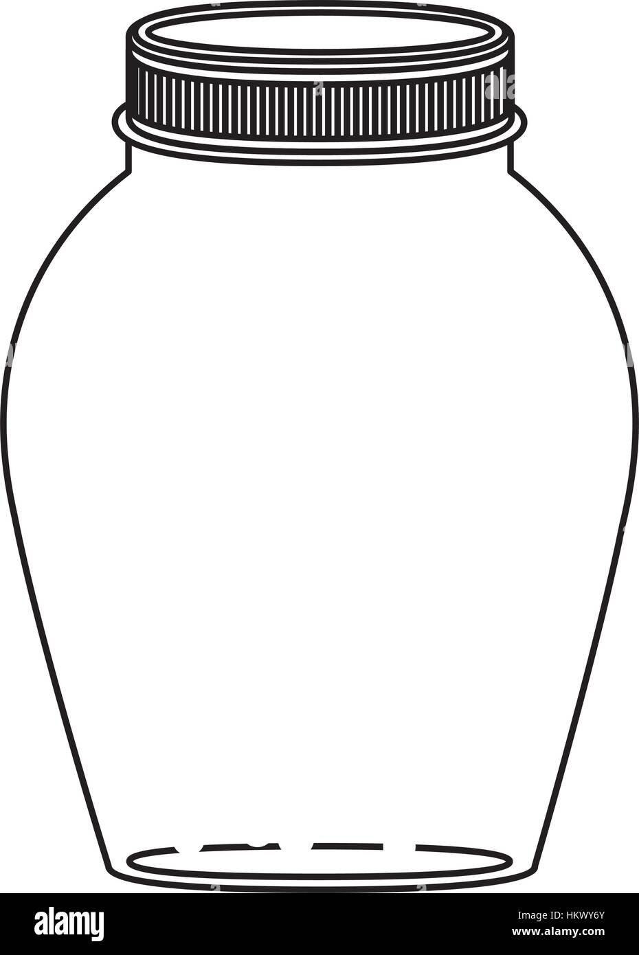 silhouette rounded glass container with lid vector illustration Stock