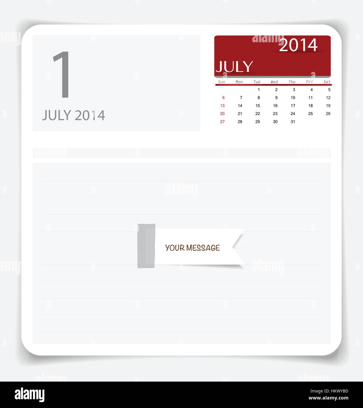 Simple 2014 calendar, July. Vector illustration Stock Vector Image ...